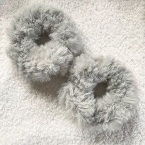 Gray Faux Fur Handmade Scrunchies Set of 2